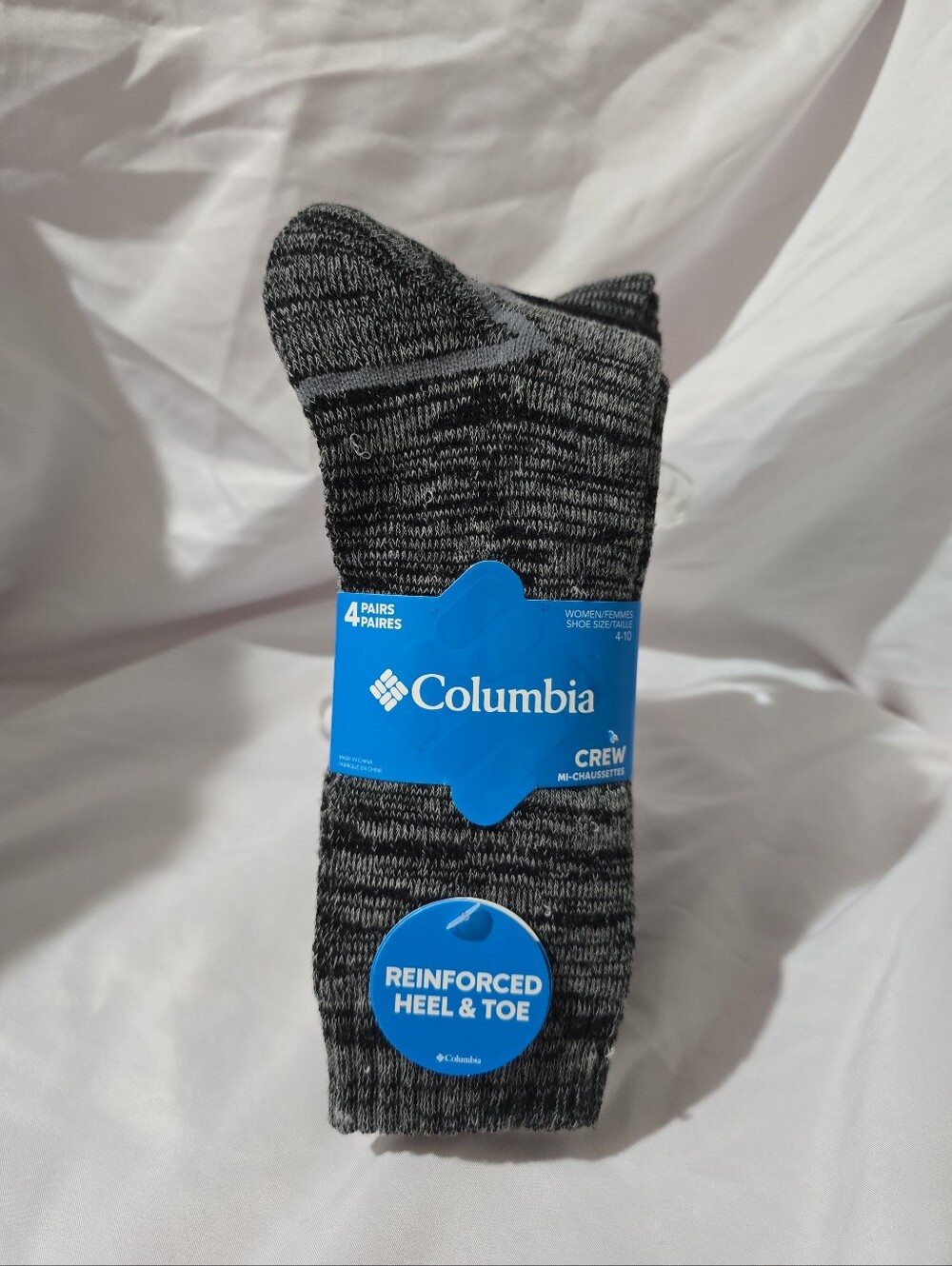NWT Columbia Women's 4 Pairs Outdoor Boot Crew Socks Reinforced Heel & Toe Black